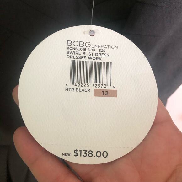 NWT BCBGeneration Swirl Bust Dress Gray Pleated Sweetheart Tank Dress Size 12 - Picture 5 of 8